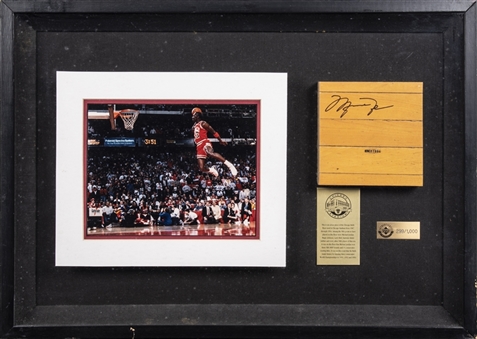 Michael Jordan Signed Chicago Stadium Floor Collage Framed to 27x19.5" (UDA)